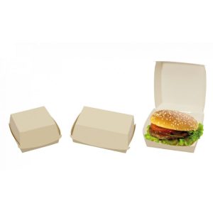 Box Panino Maxi Crema 160x155x90 mm – Contenitore per Hamburger e Panini da Asporto – 50 Pezzi