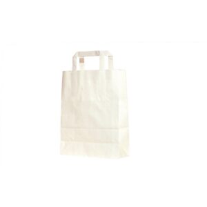 Shopper in Carta Kraft Bianca 26+14×40 cm con Manico Piattina