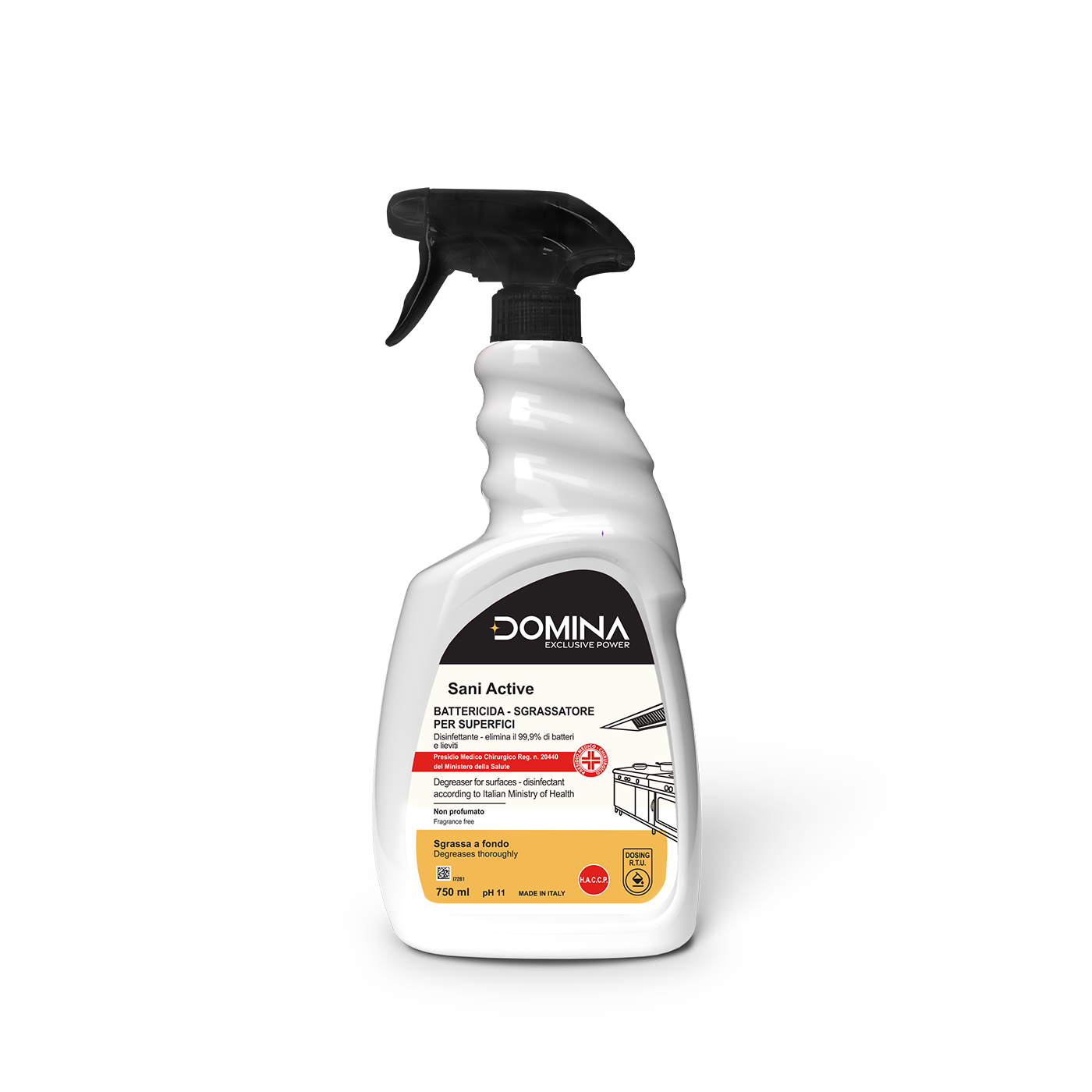 DOMINA SANI ACTIVE SGRASSATORE PER SUPERFICI BATTERICIDA 750ML - 6 FL/CRT