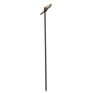 Wooden garden stake with a curved hook at the top and a leather strap