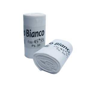 PLASTIK F. ROLLER SACCHI NETTEZZA BIANCO A ROTOLO 45X55 30 PZ/RT 40 RT/CRT