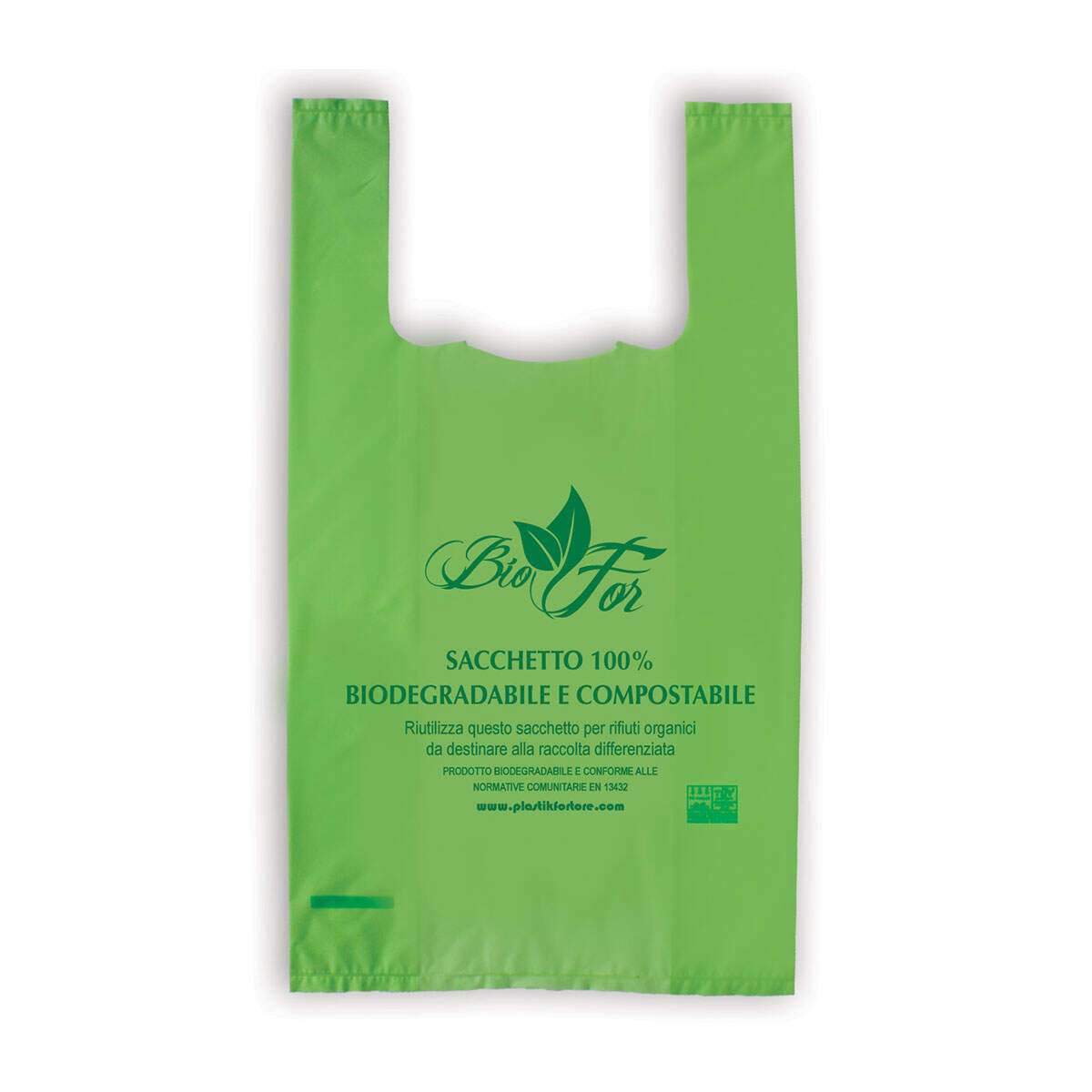 Plastik Fortore Shopper Verde Bio Medie 27+14x50 cm – Compostabile – 4 kg