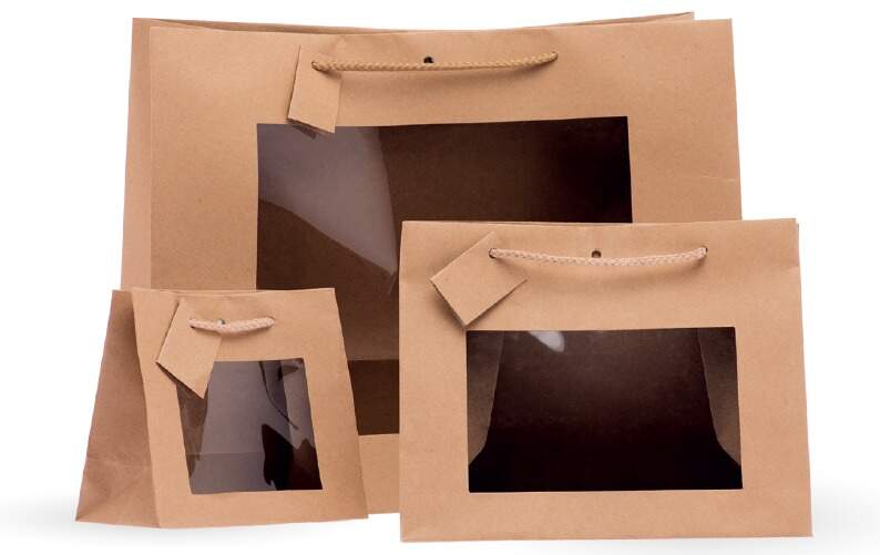 SHOPPER CARTA KRAFT LUSSO AVANA CON FINESTRA CM16+8xh14